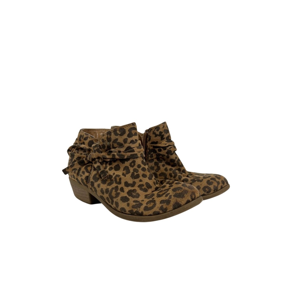 Girls‎ Leopard Print Bow Ankle Boots Side Zip Western Style toddler 11